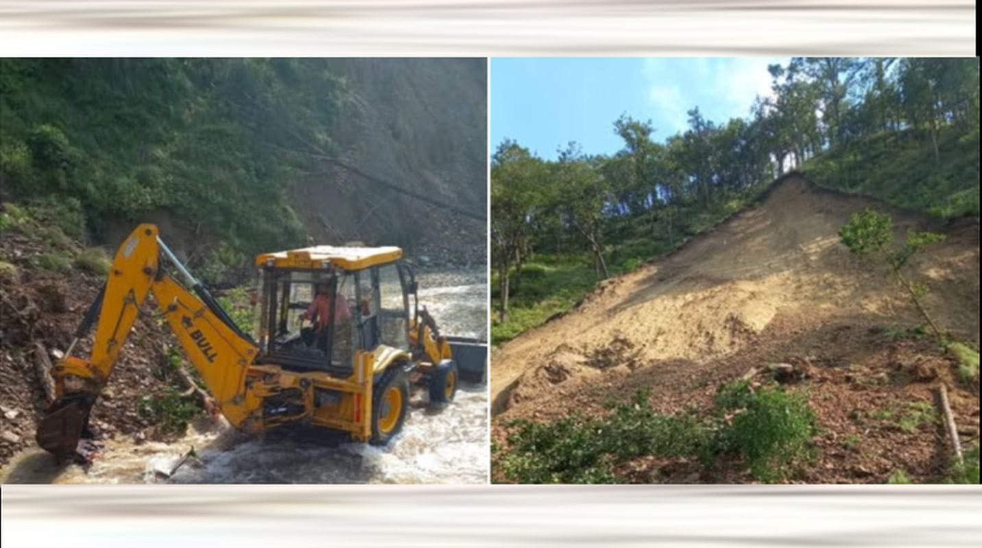 यमकेश्वर मंदिर के पास पहाड़ गिरने से नदी का बहाव बाधित, खेतों में पानी भरने से भारी नुकसान 1 यमकेश्वर मंदिर के पास पहाड़ गिरने से नदी अवरुद्ध, खेतों में पानी भरने से फसलों को नुकसान