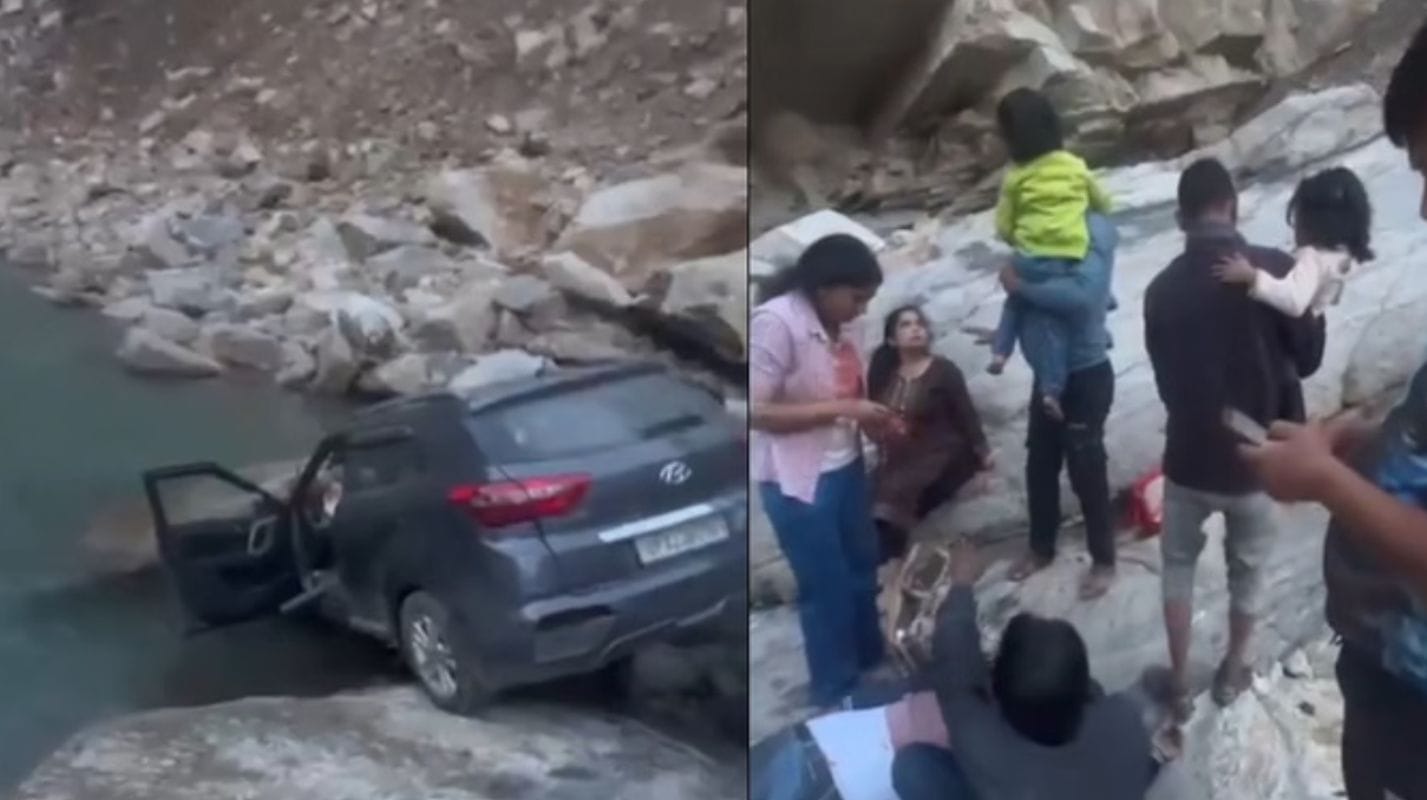 कार खाई में गिरी, 1 की मौत, 2 घायल