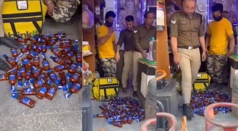 चौंकाने वाला खुलासा: ब्लिंकिट के बैग में छिपाई गई थी अंग्रेजी शराब, आबकारी टीम ने किया भंडाफोड़