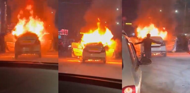 माजरा में चलती कार में अचानक आग