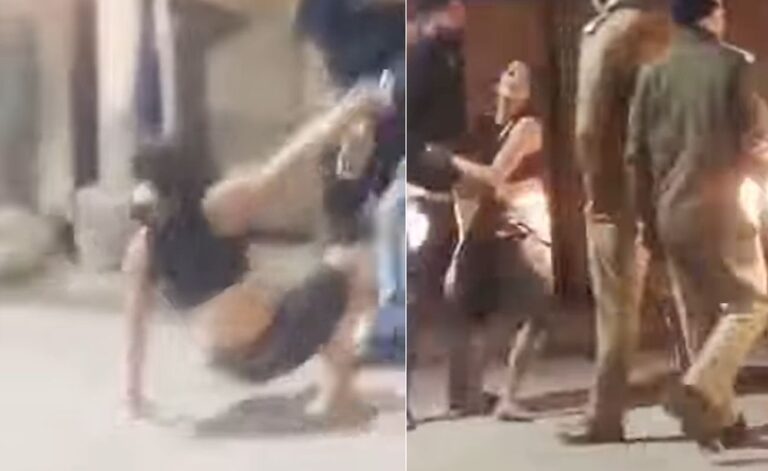 तपोवन बाजार में शराब के नशे में युवती का उत्पात, पुलिस ने किया चालान