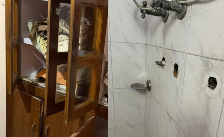 रात ढाई बजे की वारदात: घर तहस-नहस, बाथरूम में रजाई-गद्दे भरकर भागे चोर