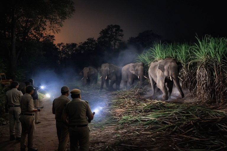 साहबनगर में हाथियों का हमला | दो बीघा गेहूं की फसल बर्बाद