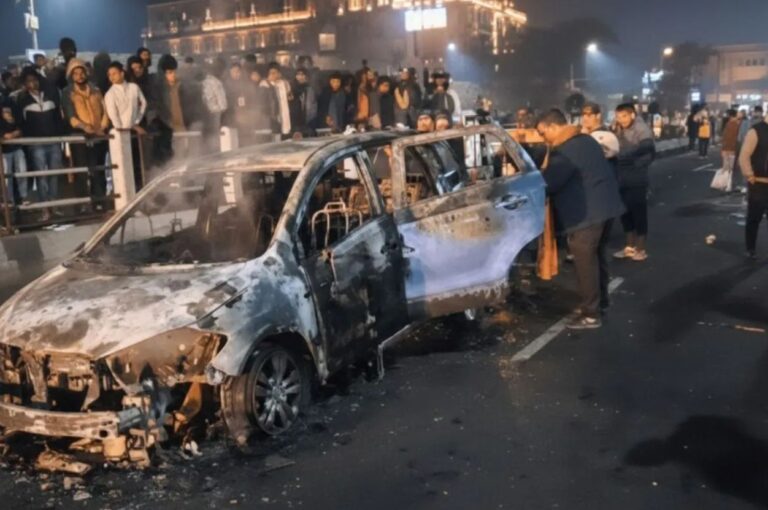 चलती कार बनी आग का गोला, रिस्पना पुल पर यातायात प्रभावित