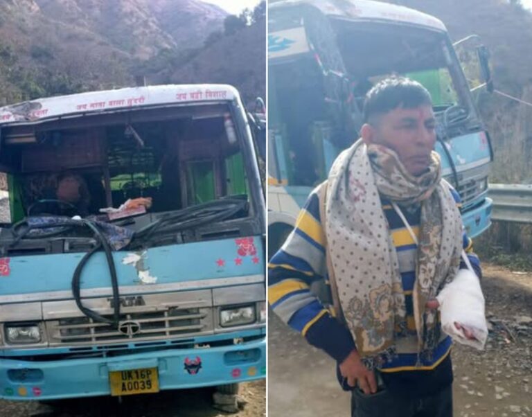 यमुनोत्री हाईवे पर डामटा के पास बड़ा हादसा टला, स्कूली बच्चों की बस पर गिरा बोल्डर 12 डामटा में बड़ा हादसा टला | स्कूली बच्चों की बस पर गिरा बोल्डर