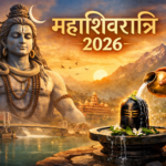महाशिवरात्रि 2026 पर भगवान शिव की प्रतिमा और शिवलिंग अभिषेक, पृष्ठभूमि में ऋषिकेश, गंगा नदी और हिमालय दृश्य