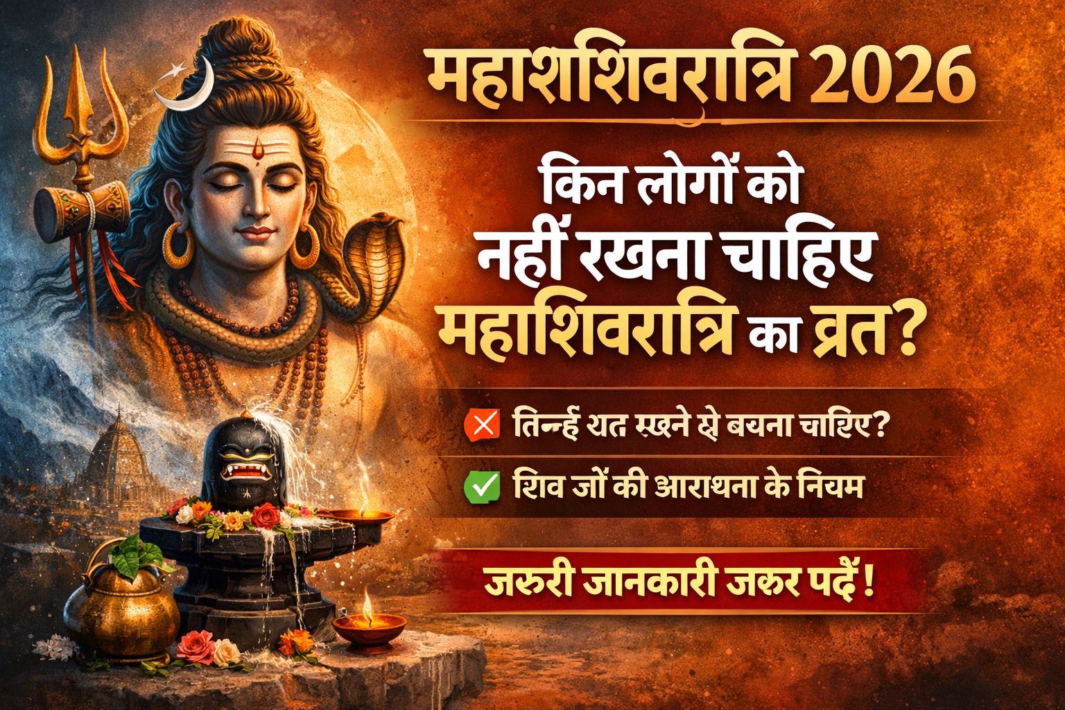 महाशिवरात्रि 2026 पर भगवान शिव की ध्यान मुद्रा के साथ व्रत के नियमों की जानकारी