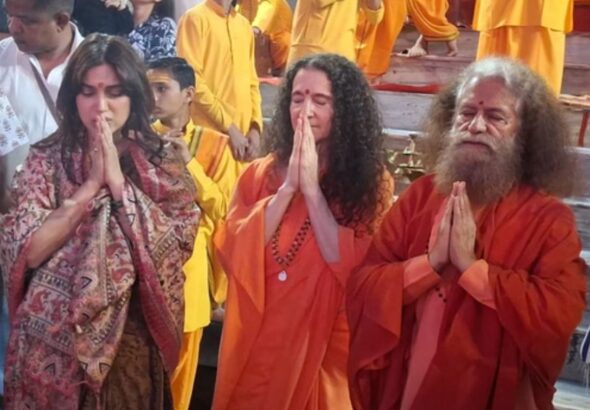 भूमि पेडनेकर ने ऋषिकेश में लिया आशीर्वाद, परमार्थ में दिखीं